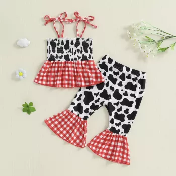 Cow Print Toddler Set: Camisole & Flared Pants Guide