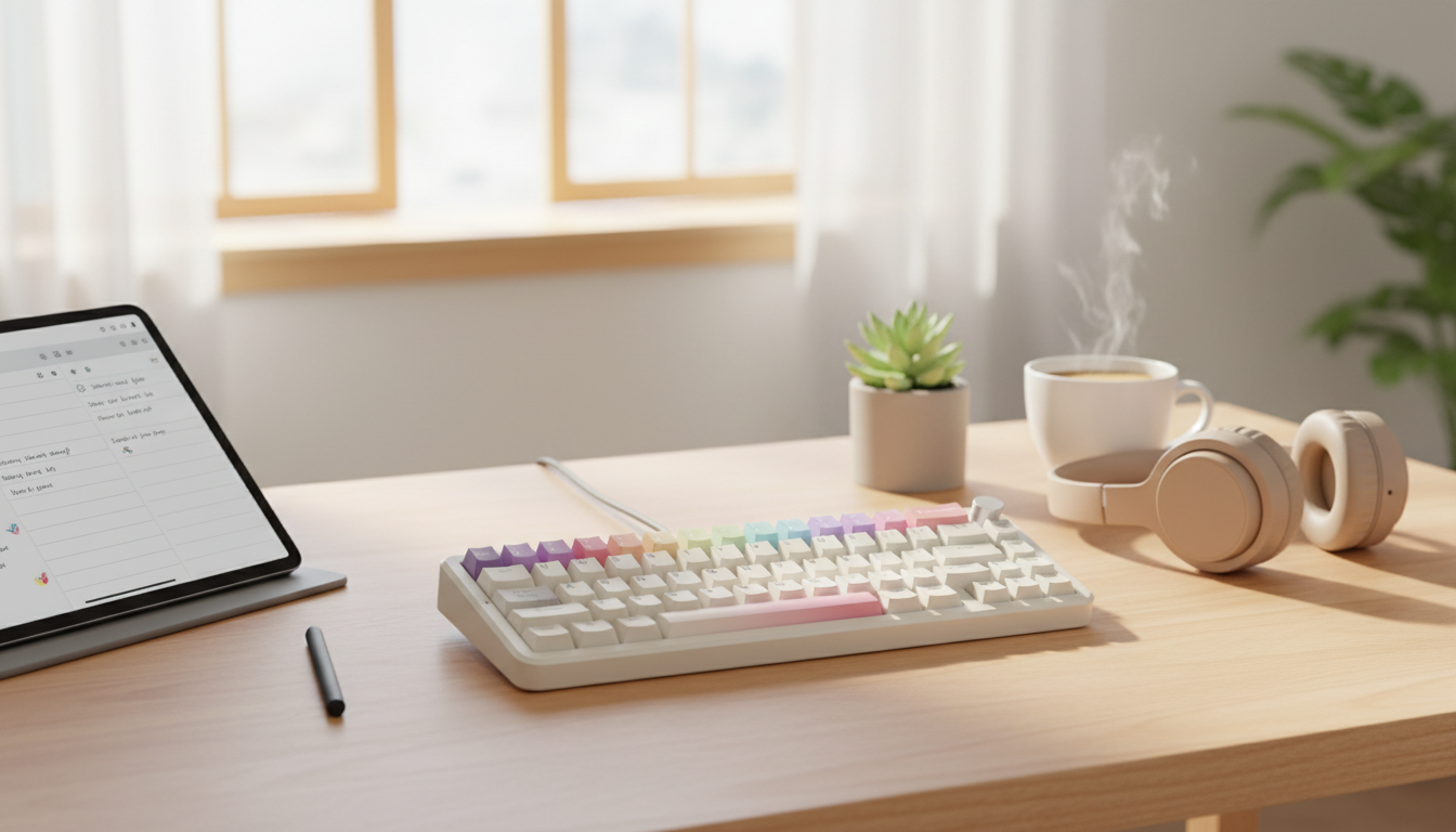 Beige 65% Tri-Mode Hot-Swappable Mechanical Keyboard