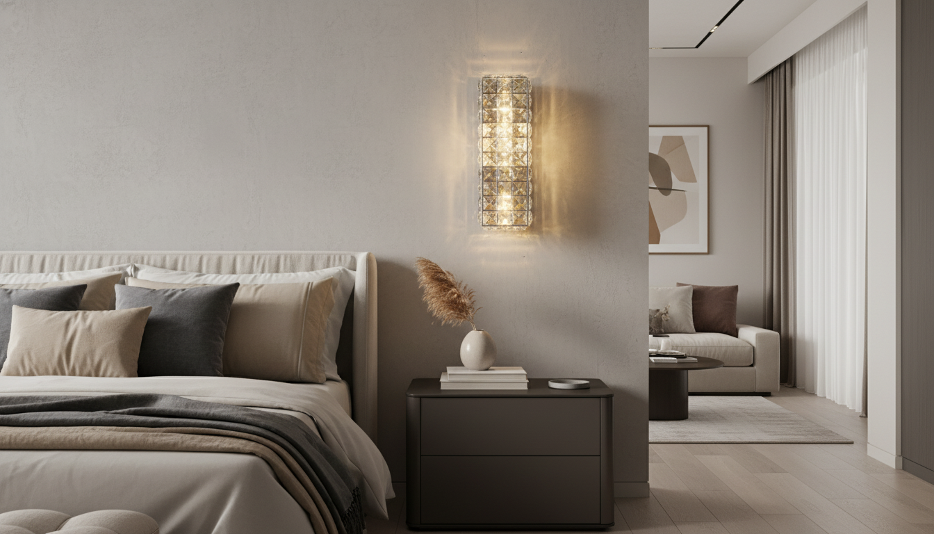Chrome Crystal LED Wall Lamp for Bedroom & Living Room