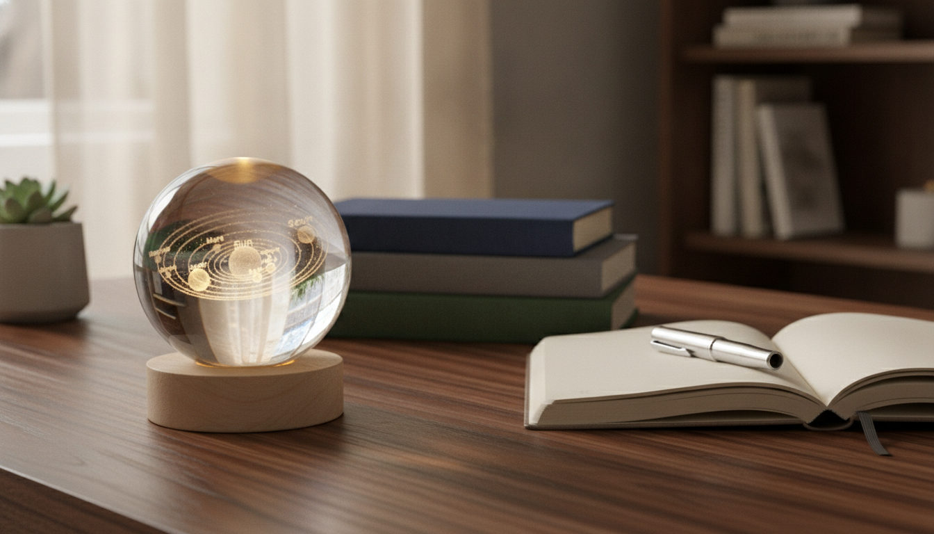 3D Crystal Glass Globe Decor: Desk & Shelf Styling