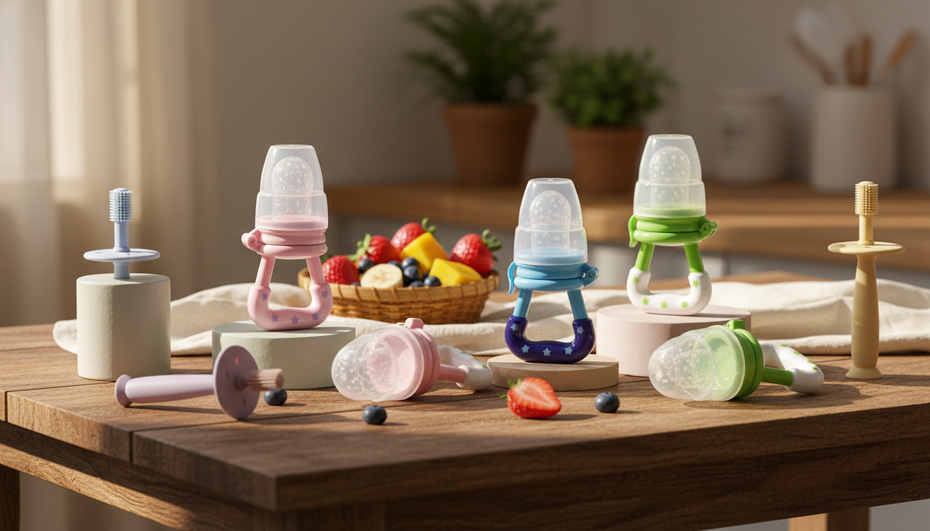 5-Pack Silicone Baby Fruit Feeders with Covers Guide