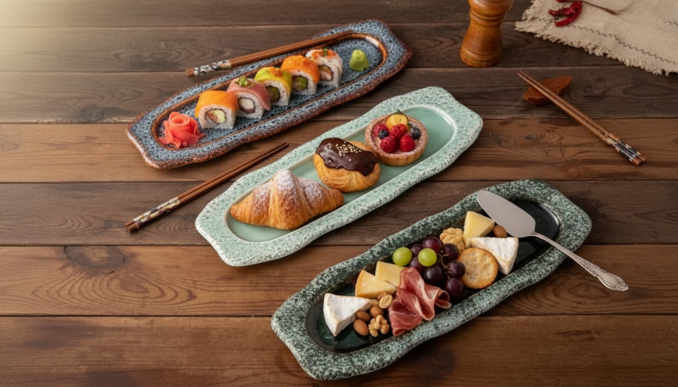 Retro Ceramic Plate for Sushi, Pastries & Snack Boards