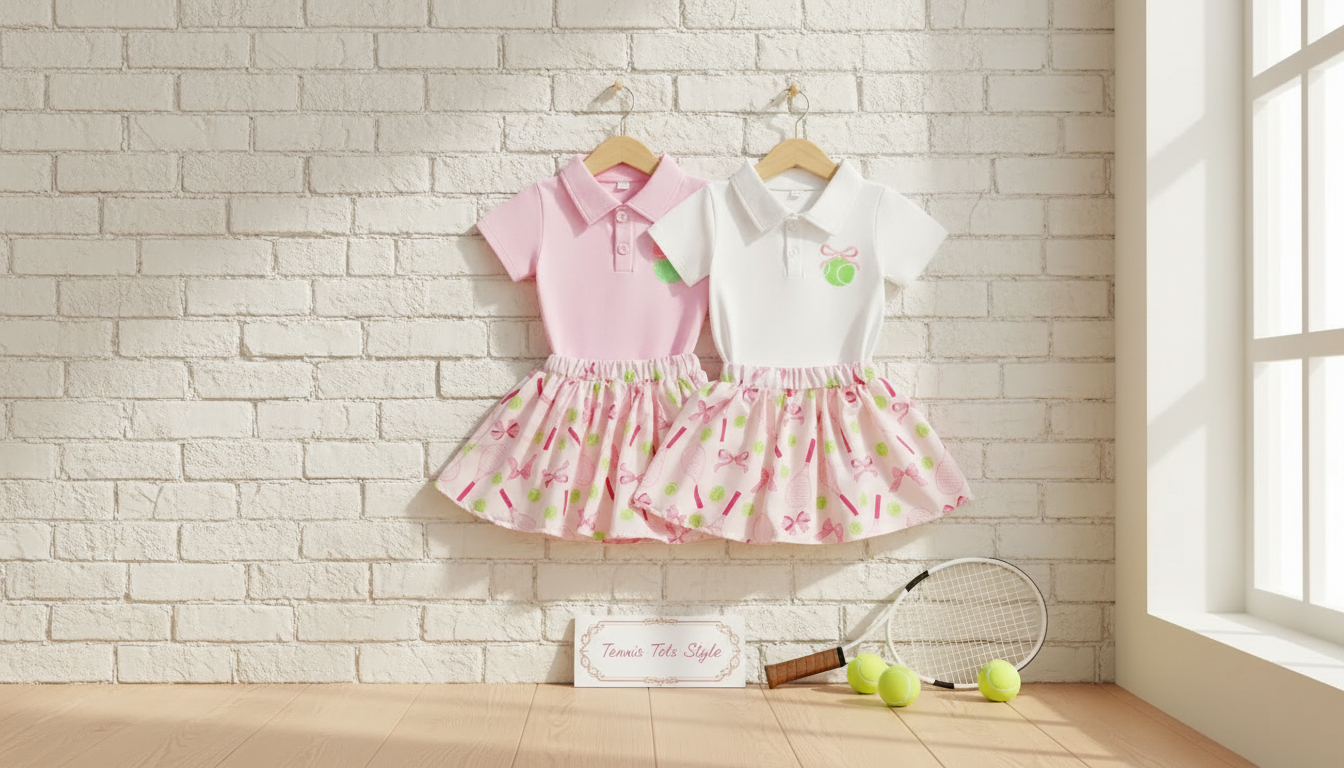 Toddler Girl Tennis Set: Bow Top + A-Line Skirt
