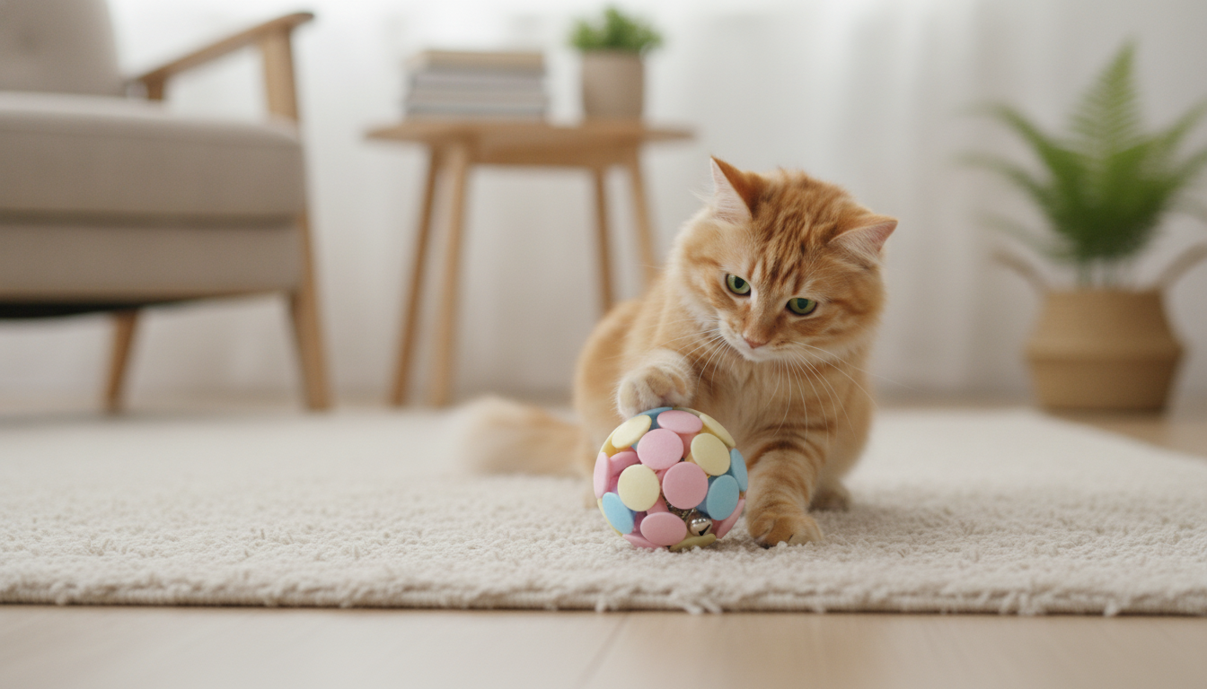 Macaron Woven Cat Toy Ball with Bell for Indoor Play