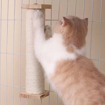 Wood Wall-Mounted Cat Scratcher: Space-Saving Vertical